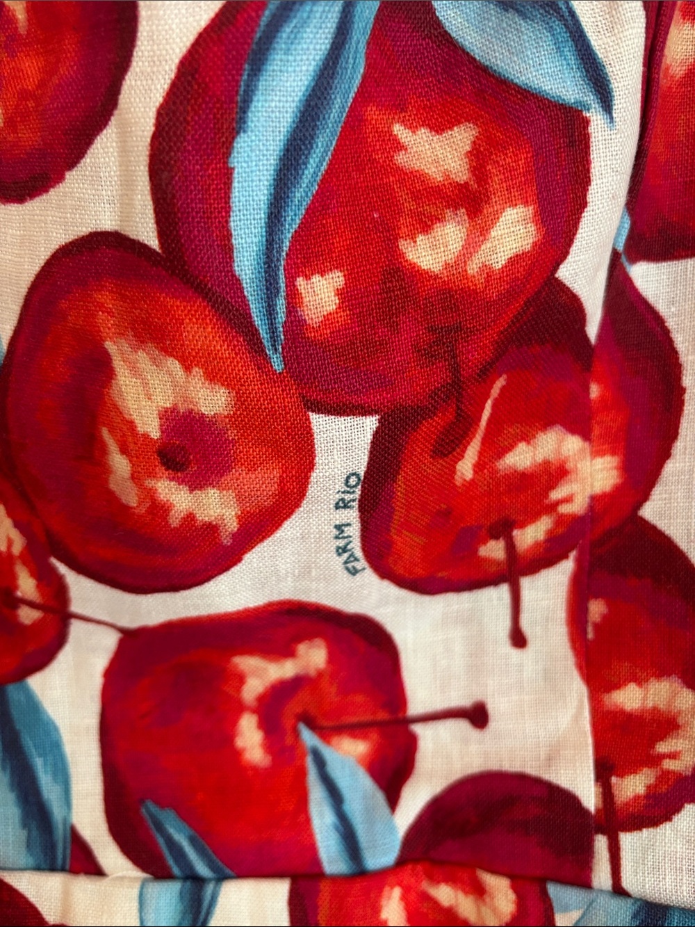 Farm Rio Cherry Blossom Sleeveless Mini Dress 100% linen fruit novelty Women XL - Picture 8 of 16
